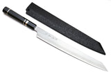 Yoshihiro Ginsan High Carbon Stainless Steel Sujihiki Kiritsuke Slicer Chefs Knife with Triple Nickel Silver Ring Ebony Handle