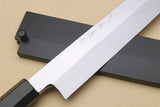 Yoshihiro Honyaki Aoko Blue Steel Mirror Finished Yanagi Sushi Sashimi Japanese knife with Ebony Handle