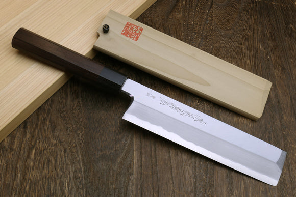 Yoshihiro Aonamiuchi Blue Steel Edo Usuba Japanese Vegetable Knife Shitan Rosewood
