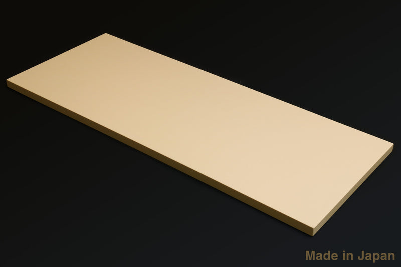 Cream Japanese cutting board, long rectangle with beveled edge profile.