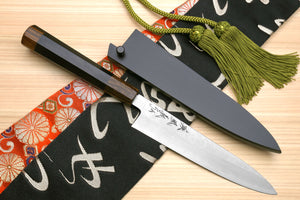 Yoshihiro Hiryu Suminagashi Ginsan High Carbon Stainless Steel Petty Utility Knife Ebony Handle