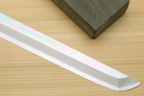 Yoshihiro Ginsanko Mirror Polished Stain Resistant Steel Maguro Bocho Tuna Knife with Triple Silver Ring Ebony Handle (Sakimaru Takobiki Style) *Blade Length 17.7"