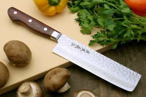 Yoshihiro VG-10 16 Layer Hammered Damascus Stainless Steel Nakiri Vegetable knife 6.5" (165mm)