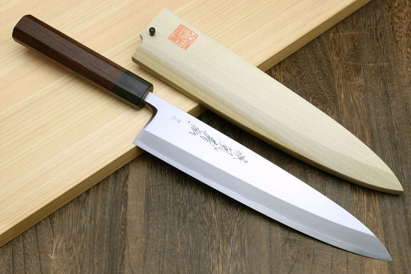 Yoshihiro Hongasumi Blue Steel Mioroshi Filet Sushi Sashimi Japanese Chef Knife with Rosewood Handle