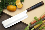 Yoshihiro High Speed Steel HAP40 Nakiri Vegetable Chefs Knife Ebony Handle with Nuri Saya Cover