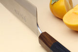 Yoshihiro High Speed Steel HAP40 Nakiri Vegetable Chefs Knife Ebony Handle with Nuri Saya Cover