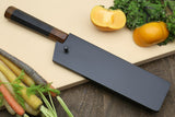 Yoshihiro High Speed Steel HAP40 Nakiri Vegetable Chefs Knife Ebony Handle with Nuri Saya Cover