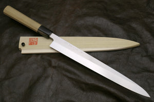 Yoshihiro Inox Honyaki Stain Resistant Steel Yanagi Sushi Sashimi knife with Magnolia Handle