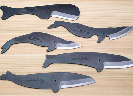 Yoshihiro Shiroko High Carbon Steel Kurouchi Kujira Whale Japanese Utility Knife 5PC SET(Whale A, B, C, D, & E Type)