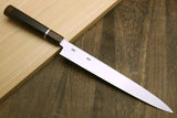 Yoshihiro Left-Handed Ginsanko Mirror Polished Stain Resistant Steel Yanagi Sushi Sashimi Japanese Knife Ebony Handle with Silver Ring