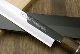 Yoshihiro Left-Handed Ginsanko Mirror Polished Stain Resistant Steel Yanagi Sushi Sashimi Japanese Knife Ebony Handle with Silver Ring