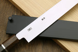 Yoshihiro Left-Handed Ginsanko Mirror Polished Stain Resistant Steel Yanagi Sushi Sashimi Japanese Knife Ebony Handle with Silver Ring