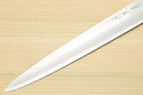 Yoshihiro Left-Handed Ginsanko Mirror Polished Stain Resistant Steel Yanagi Sushi Sashimi Japanese Knife Ebony Handle with Silver Ring