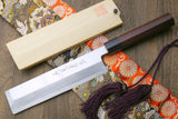 Yoshihiro Left Handed Kasumi White Steel Edo Usuba Traditional Japanese Vegetable Chopping Chef Knife Shitan Handle