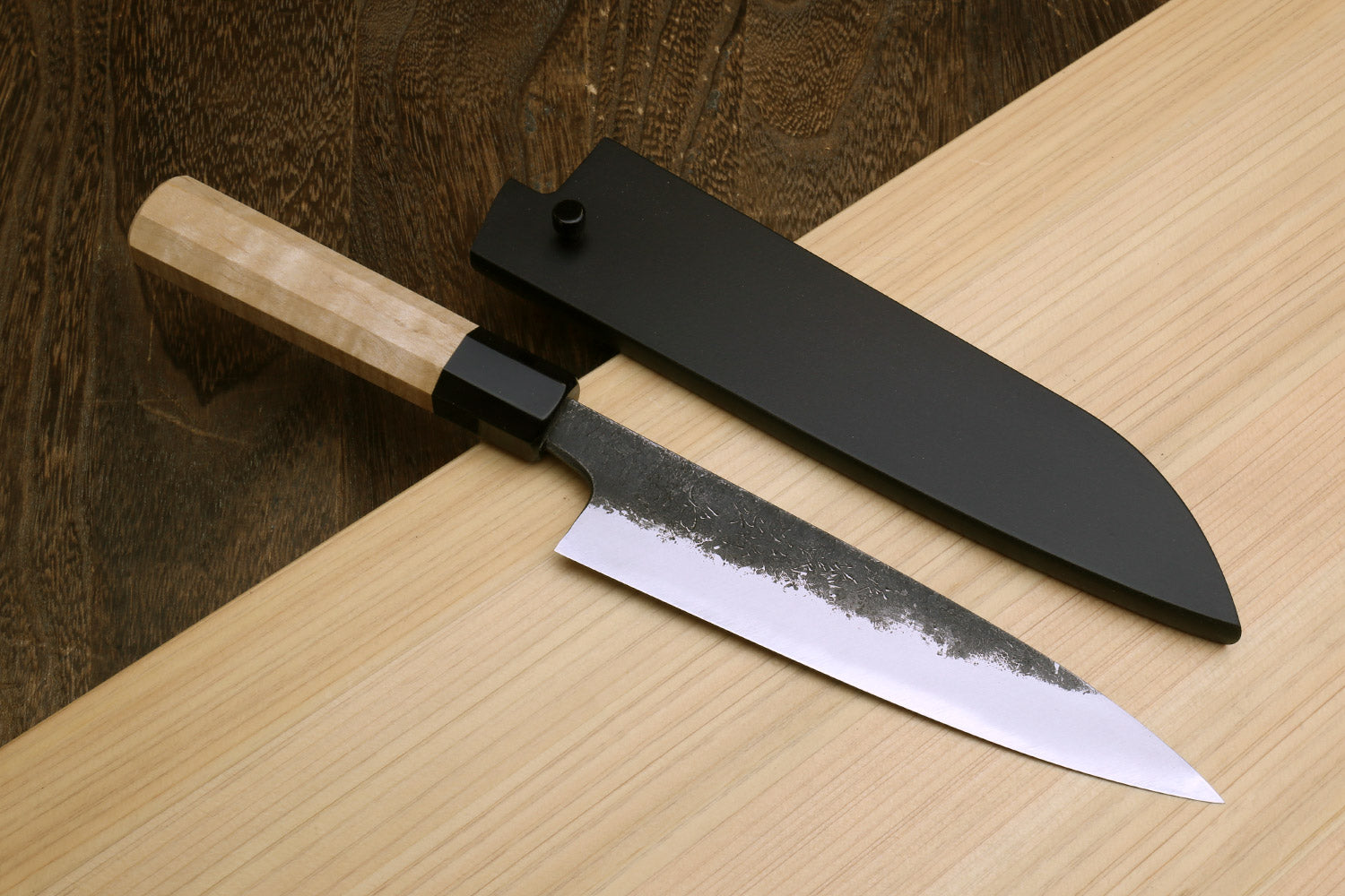 Yoshihiro Nashiji High Carbon White Steel #2 Petty Utility Japanese Chefs Knife with Camphor Handle