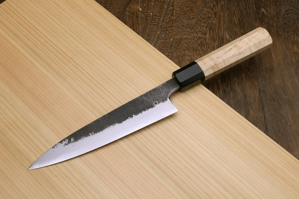 Yoshihiro Nashiji High Carbon White Steel #2 Petty Utility Japanese Chefs Knife with Camphor Handle