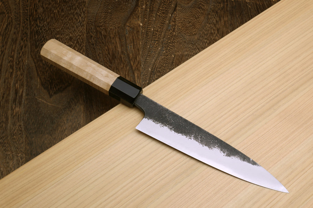 Yoshihiro Nashiji High Carbon White Steel #2 Petty Utility Japanese Chefs Knife with Camphor Handle