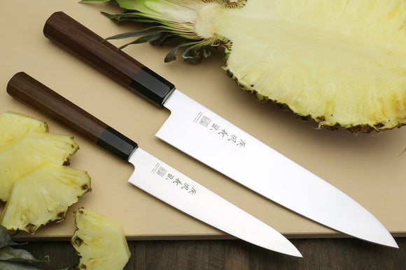 Yoshihiro Ice Hardened Stainless Steel Gyuto and Petty Japanese Chef Knife Set