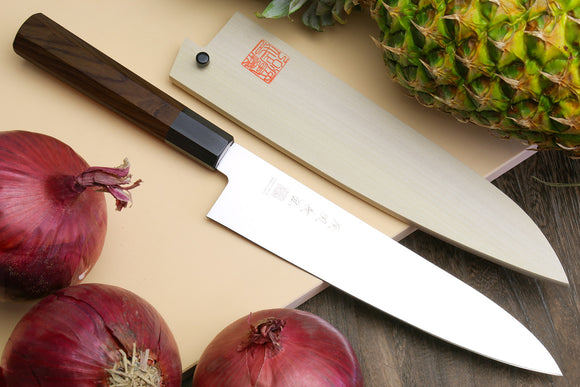 Yoshihiro Ice Hardened Stainless Steel Gyuto Japanese Chef Knife Shitan Rosewood Handle