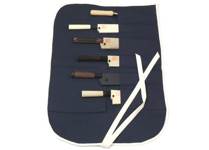 Yoshihiro Japanese Knife Cotton Pouch Bag Dark Navy Color (6 Slots)