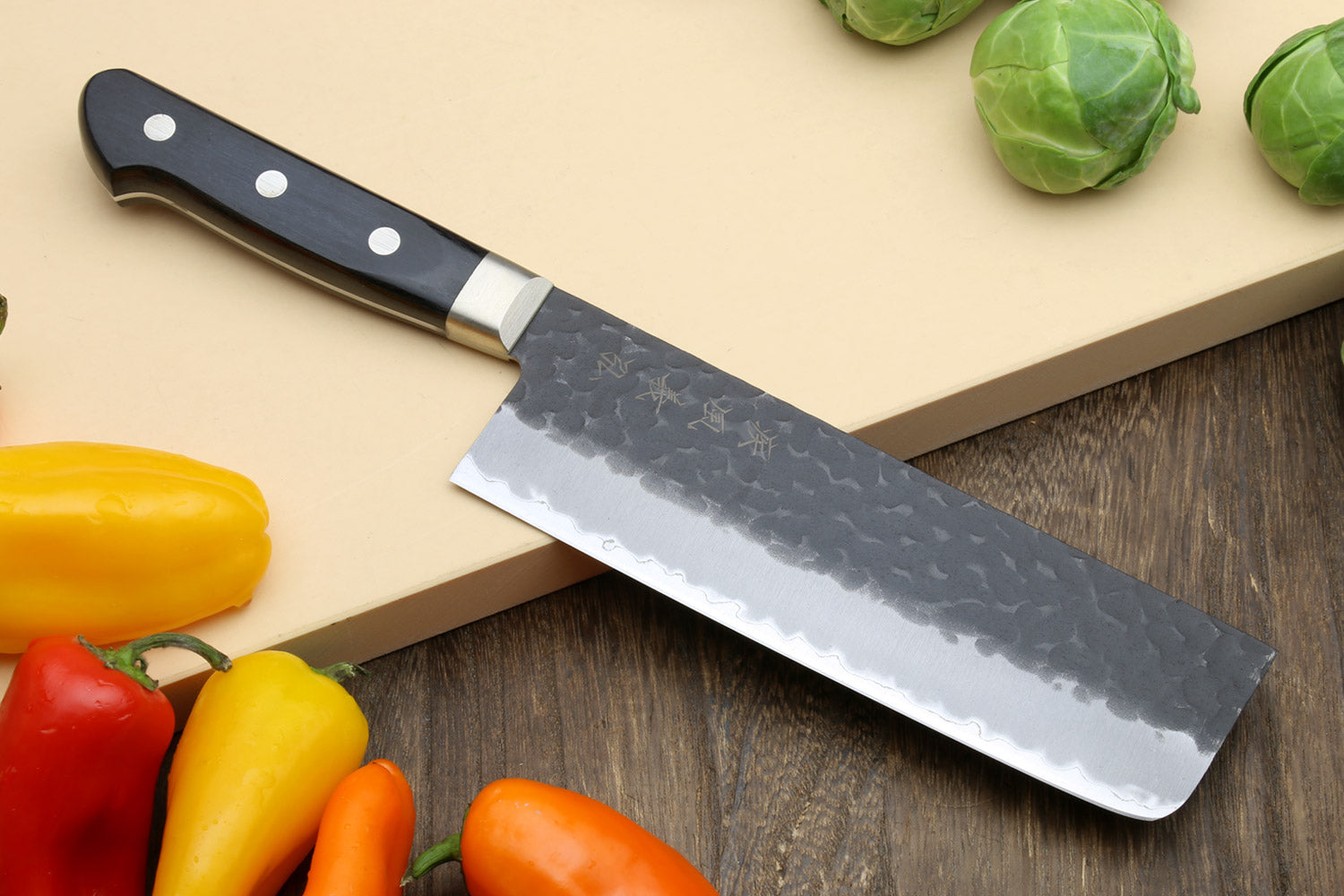 Syosaku Japanese Vegetable Knife Aoko(Blue Steel)-No.2 Black Pakkawood Handle, Nakiri 6.5-Inch (160mm)