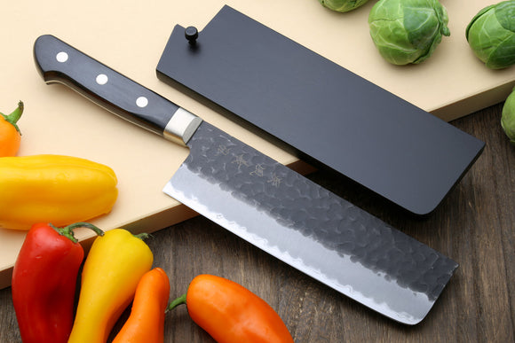 Yoshihiro Kurouchi Super Blue Steel Stainless Clad Nakiri Vegetable Chef Knife
