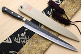 Yoshihiro Kurouchi Super Blue Steel Stainless Clad Sujihiki Slicer Chef Knife Black Pakkawood Handle