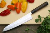 Yoshihiro Inox Stain-resistant Aus-10 Hammered Damascus Stainless Steel Ice Hardened Knife 3PC Set (Gyuto, Santoku, Nakiri)