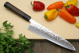 Yoshihiro Inox Stain-resistant Aus-10 Hammered Damascus Stainless Steel Ice Hardened Knife 3PC Set (Gyuto, Santoku, Nakiri)