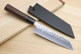 Yoshihiro Inox Stain-resistant Aus-10 Hammered Damascus Stainless Steel Ice Hardened Kiritsuke Multipurpose Chef Knife Shitan Handle
