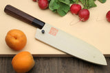 Yoshihiro Inox Stain-resistant Aus-10 Hammered Damascus Stainless Steel Ice Hardened Santoku Multipurpose Chef Knife Shitan Handle