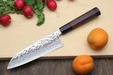 Yoshihiro Inox Stain-resistant Aus-10 Hammered Damascus Stainless Steel Ice Hardened Santoku Multipurpose Chef Knife Shitan Handle