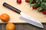 Yoshihiro Inox Stain-resistant Aus-10 Hammered Damascus Stainless Steel Ice Hardened Knife 3PC Set (Gyuto, Santoku, Nakiri)