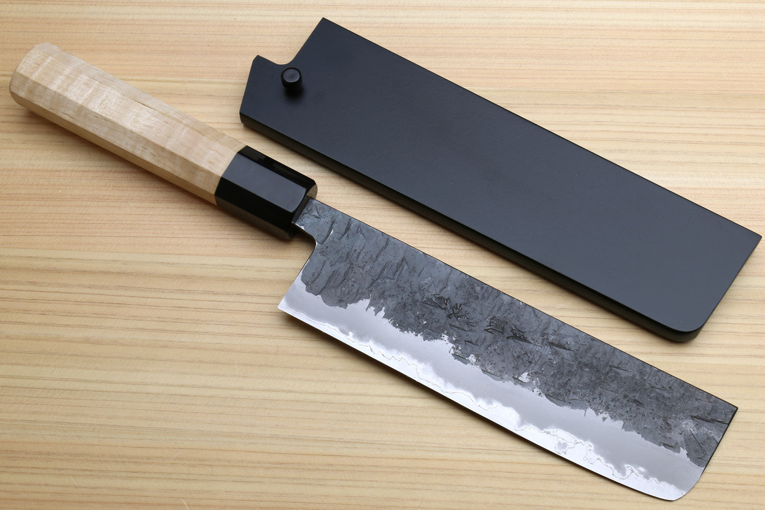 Yoshihiro Nashiji Kurouchi White Steel #2 Stainless Clad Nakiri