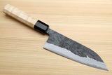 Yoshihiro Nashiji Kurouchi White Steel #2 Stainless Clad Santoku Multipurpose Chef Knife with Kaede Wood Handle