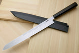 Yoshihiro Hayate Suminagashi Blue Steel #1 Yanagi Kiritsuke Sushi Sashimi Japanese Knife Ebony Handle