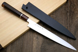Yoshihiro Hayate ZDP-189 Super High Carbon Stainless Steel Sujihiki Slicer Knife Octagonal Ebony Wood Handle with Sterling Silver Ring