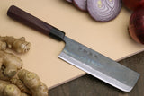 Yoshihiro Mizu Yaki Blue High Carbon Steel #1 Kurouchi Nakiri Japanese Vegetable Knife Shitan Handle