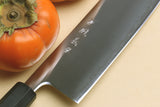 Yoshihiro Blue Steel Super Nakiri Vegetable Chefs Knife with Stainless Steel Cladding and Rosewood Handle