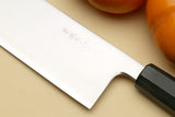 Yoshihiro Blue Steel Super Nakiri Vegetable Chefs Knife with Stainless Steel Cladding and Rosewood Handle