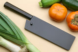 Yoshihiro Blue Steel Super Nakiri Vegetable Chefs Knife with Stainless Steel Cladding and Rosewood Handle