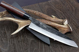 Yoshihiro Mizu Yaki Blue Steel #2 Kurouchi Gyuto Japanese Chefs knife (Round Shape Shitan Handle) with Nuri Saya