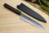 Yoshihiro Mizu Yaki Blue Steel #2 Kurouchi Petty Utility Japanese Knife Shitan Handle