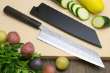 Yoshihiro Hammered Super Blue Steel Stainless Clad Kiritsuke Multipurpose Japanese Chef Knife