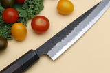 Yoshihiro Hammered Kurouchi Super Blue Steel Stainless Clad Petty Utility Knife with Shitan Handle