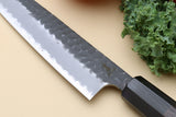 Yoshihiro Hammered Kurouchi Super Blue Steel Stainless Clad Petty Utility Knife with Shitan Handle