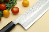 Yoshihiro Hammered Super Blue Steel Stainless Clad Nakiri Vegetable Knife