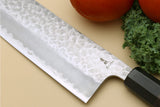 Yoshihiro Hammered Super Blue Steel Stainless Clad Nakiri Vegetable Knife