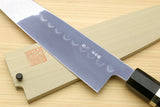 Yoshihiro Mizu Honyaki Shiroko White Steel #2 Mirror Polished Namiukashi Gyuto Japanese Chef Knife with Triple Nickel Silver Ring Ebony Handle