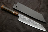 Yoshihiro Hayate ZDP-189 Super High Carbon Stainless Steel Suminagashi Kiritsuke Knife Octagonal Ebony wood Handle with Sterling silver ring